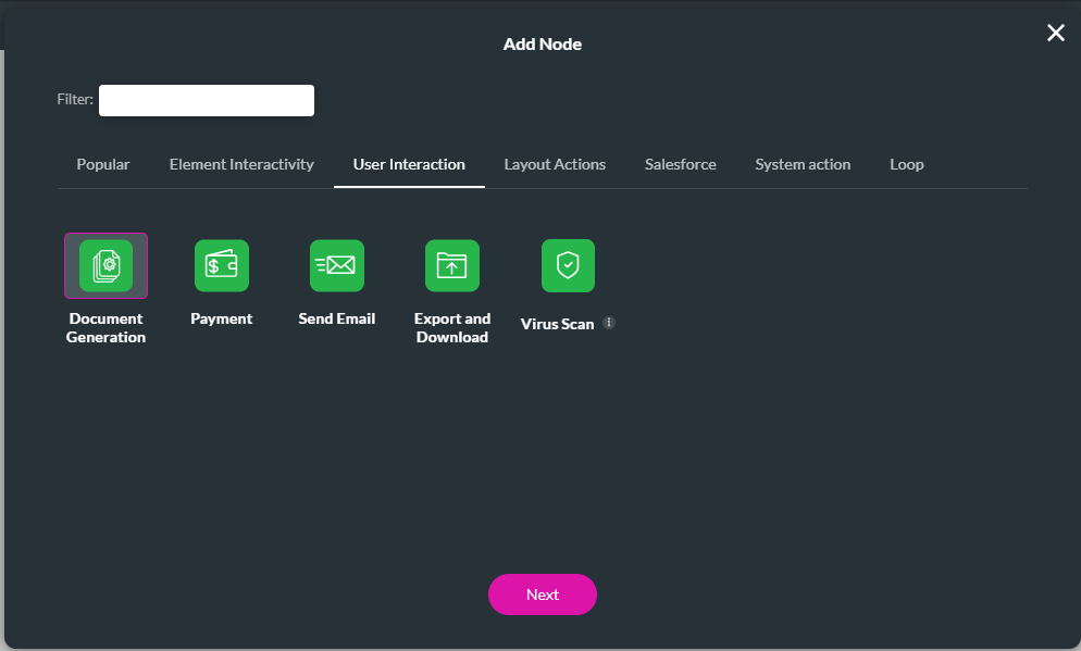 Add Node screen