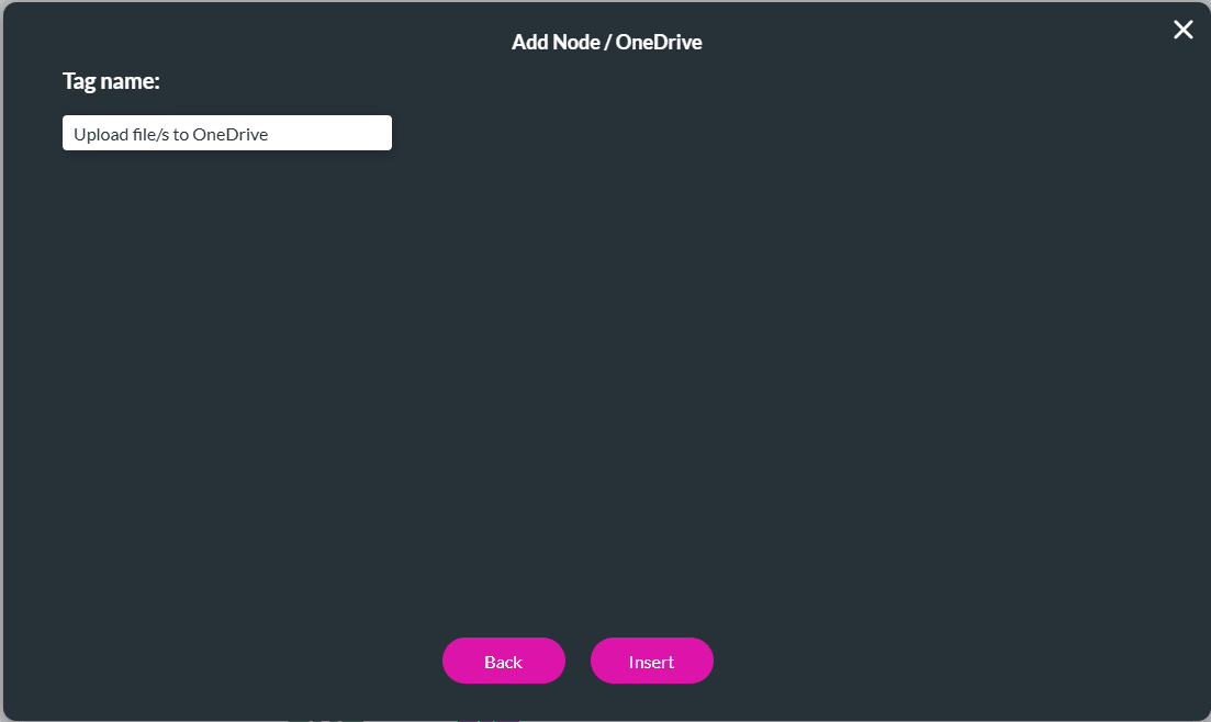 Add Node/OneDrive screen