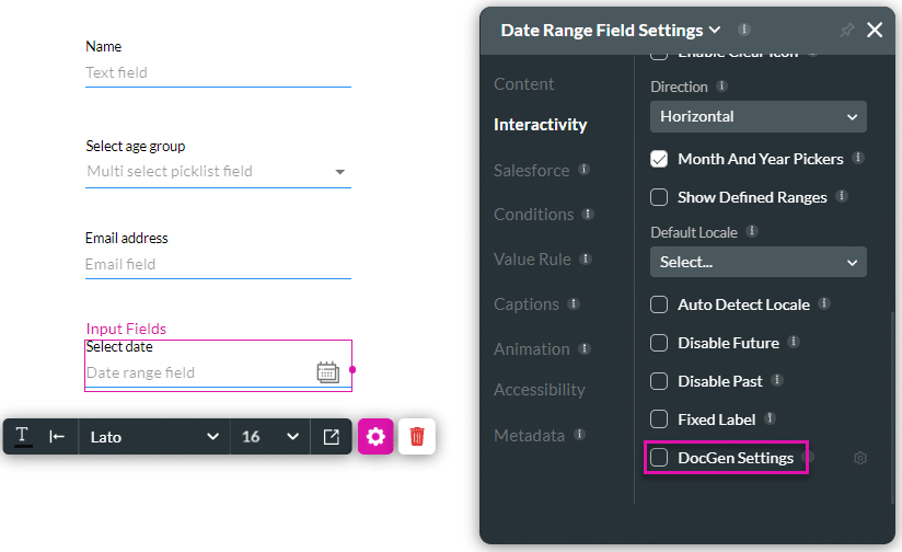 DocGen Settings checkbox