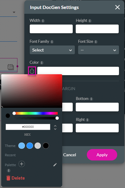 Input DocGen Settings