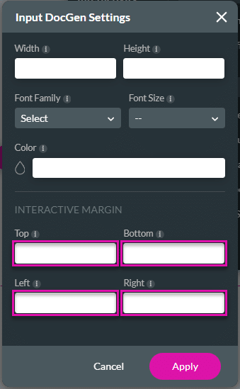 Input DocGen Settings