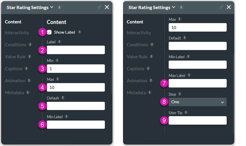 Content settings screen