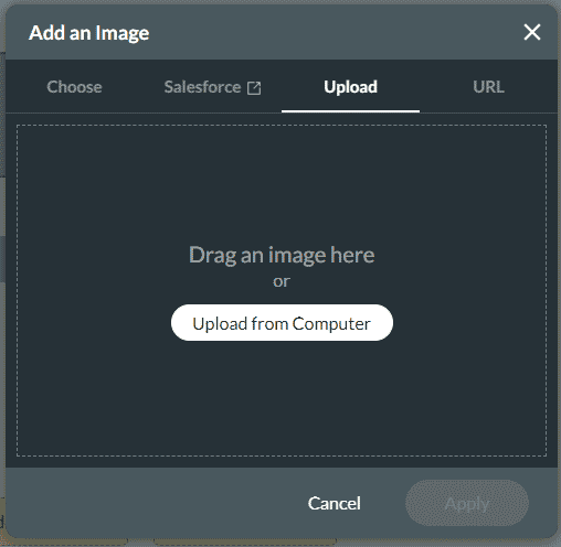 Upload option screen