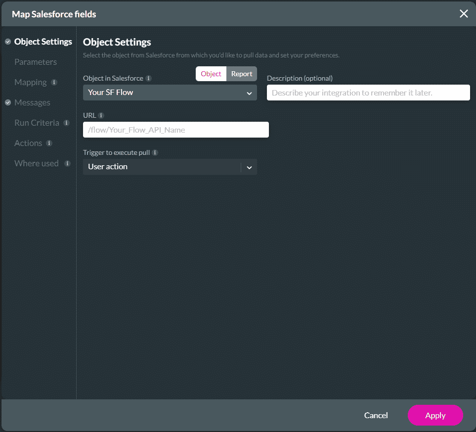 Map Salesforce Fields Box