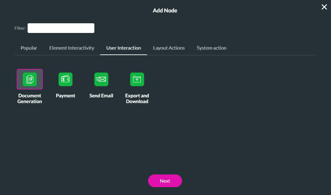 Add Node > Document Generation