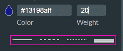 Line style options screen