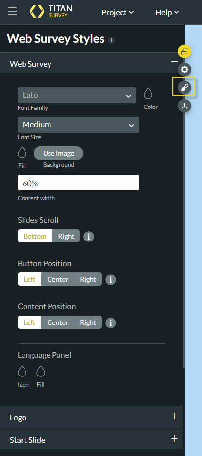 Web Survey Styles button