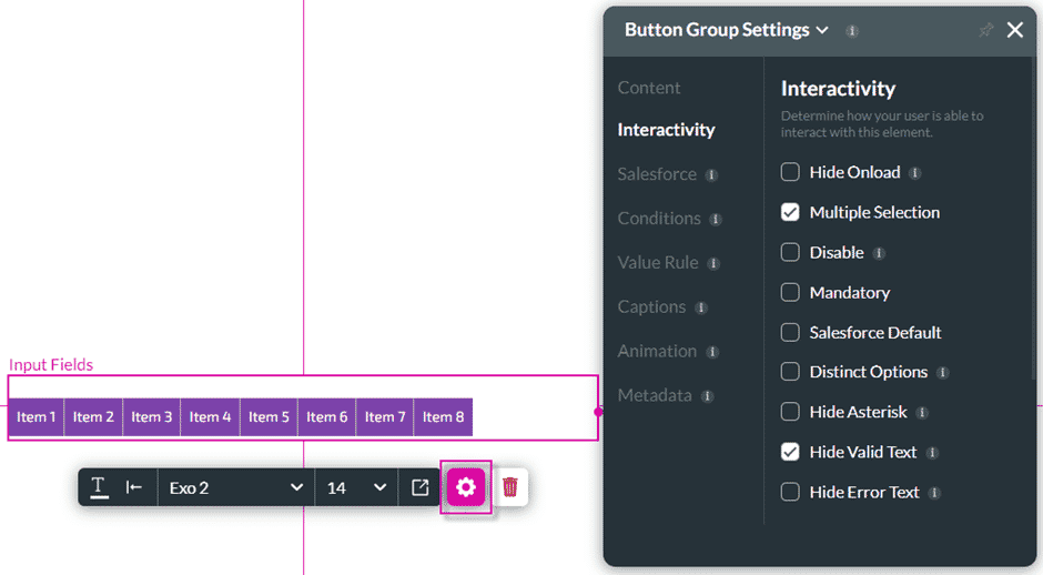 Multi Selection checkbox under Interactivity