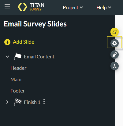 Gear icon on the Email Survey Slides menu