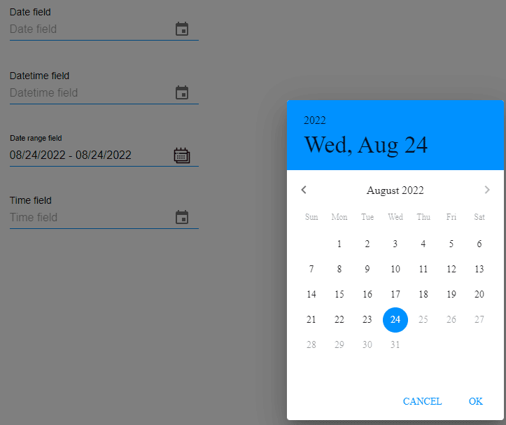 Date fields, future dates greyed out example 1