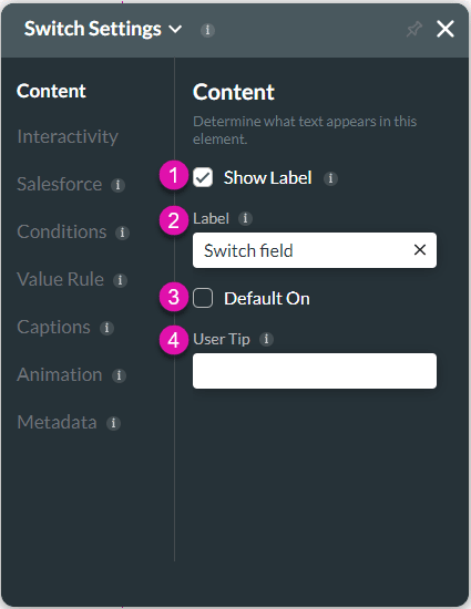 Content settings screen