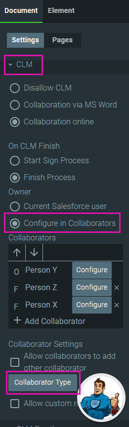 Configure in Collaborators - Collaborator Type option