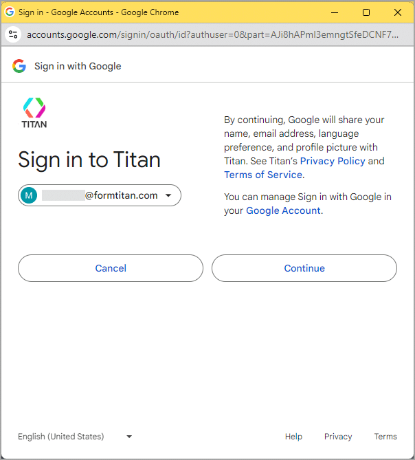 Sign in to Titan