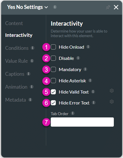 Interactivity screen