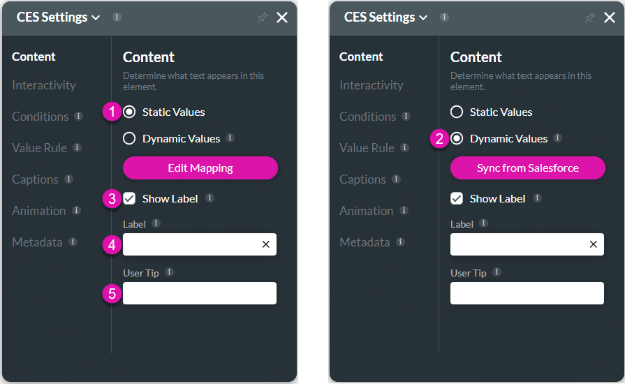 Content settings screen