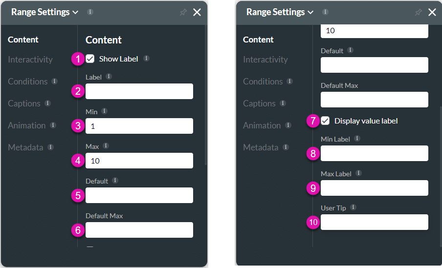 Content settings screen