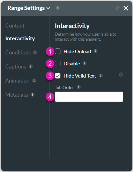 Interactivity screen