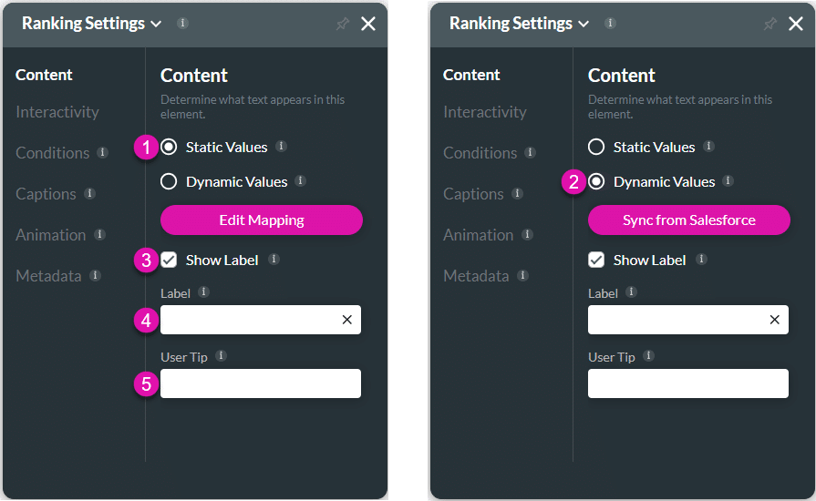 Content settings screen