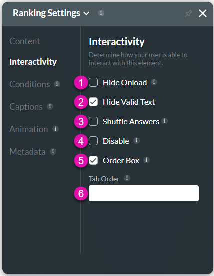 Interactivity screen