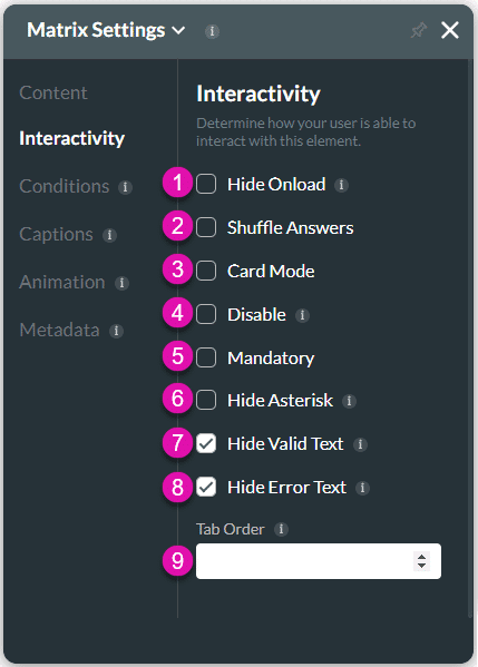 Interactivity screen