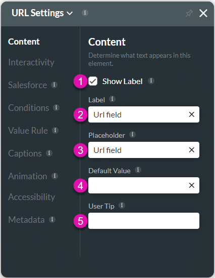 Content settings screen