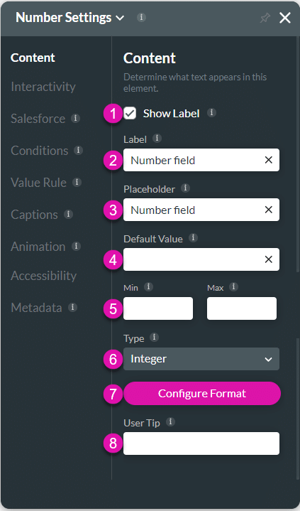 Content settings screen