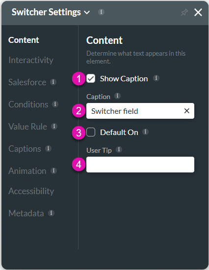 Content settings screen