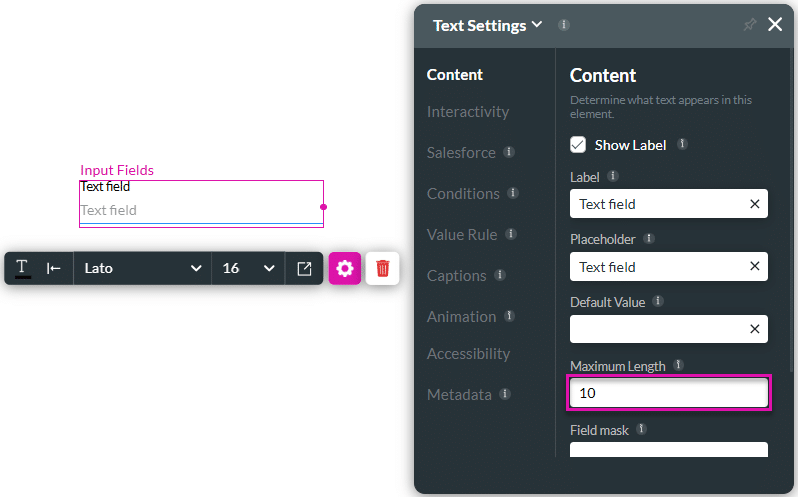 Maximum Length option