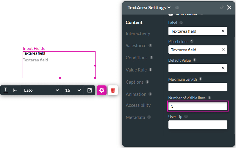 Number of Visible Lines option