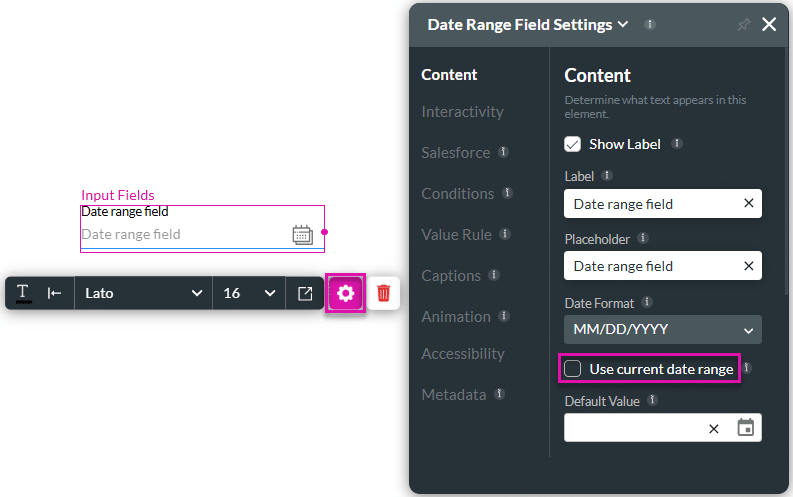 Use current date and time checkbox disabled