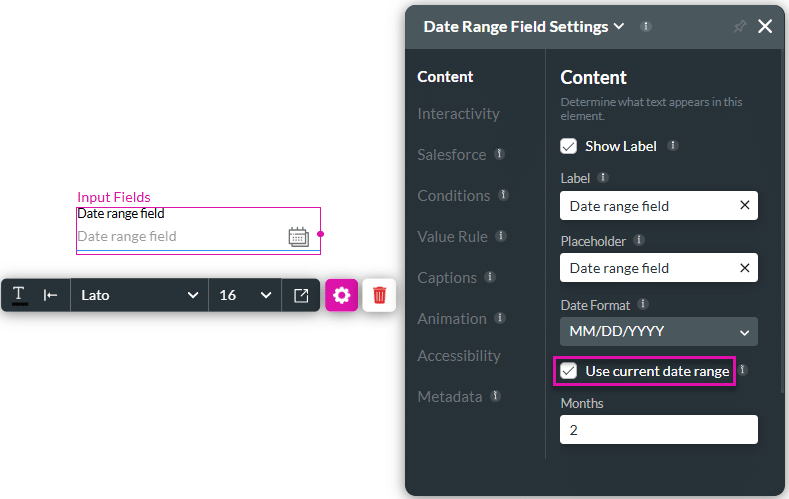 Use current date and time checkbox enabled