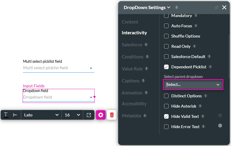 Dependent Picklist checkbox enabled