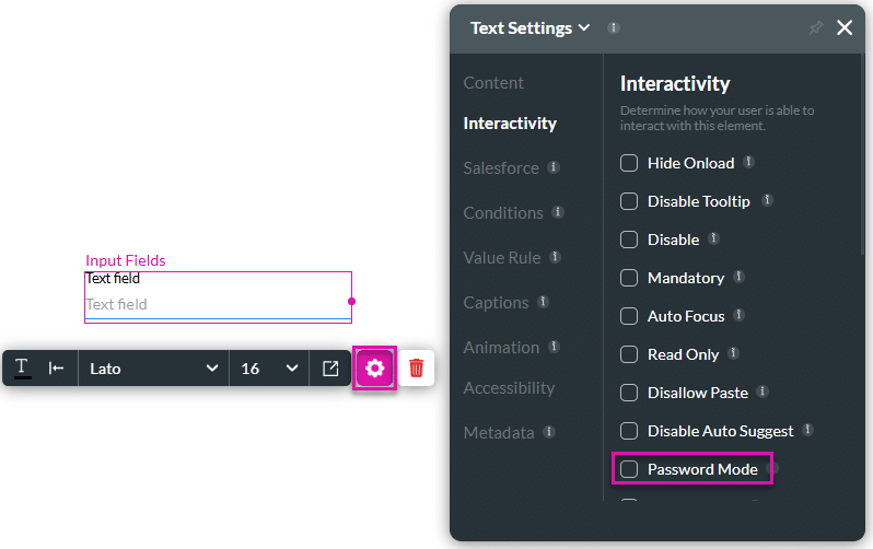 Password Mode checkbox disabled