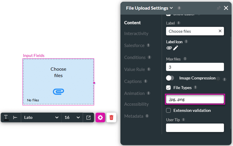 File Type checkbox enabled