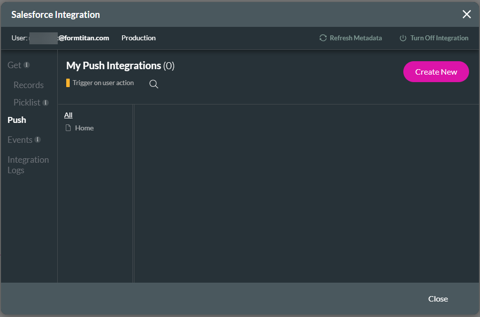 Create New button