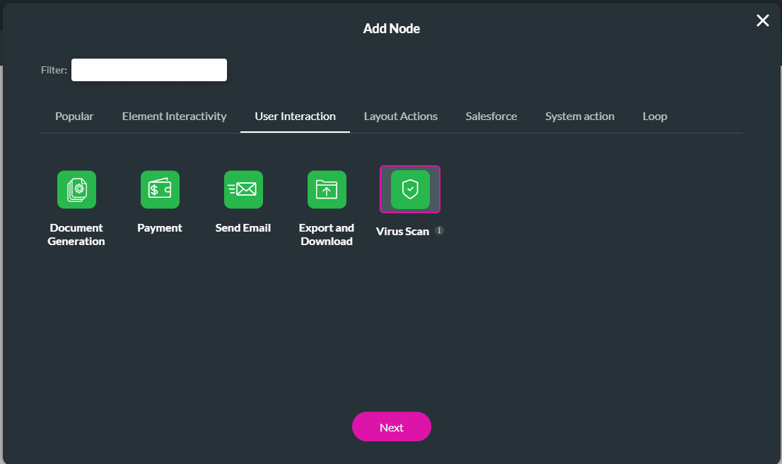 Virus Scan option
