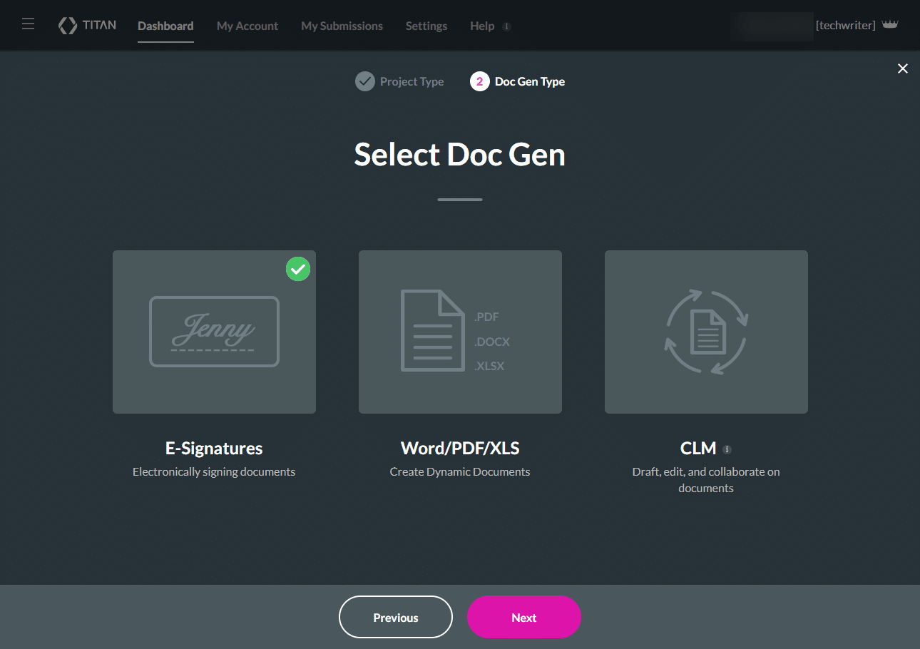 E-Signatures option
