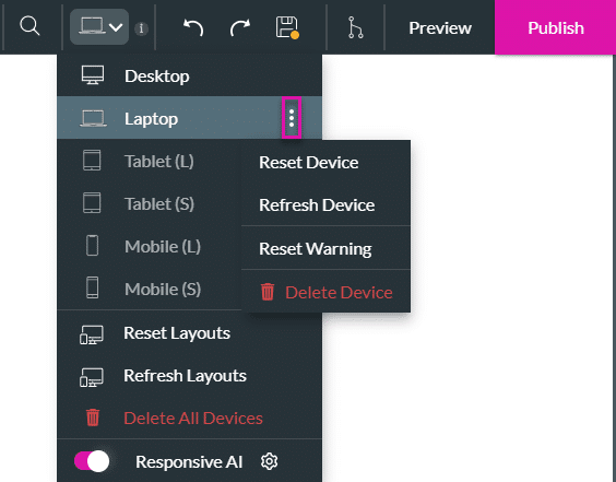 Kebab icon options