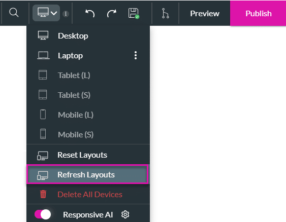 Refresh Layouts option