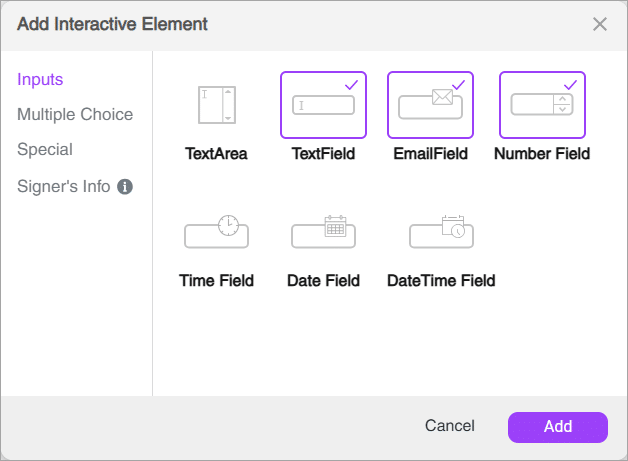 Multiple elements selected