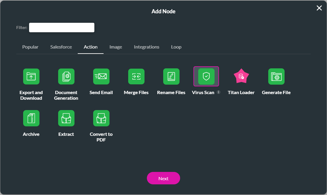 Virus Scan option