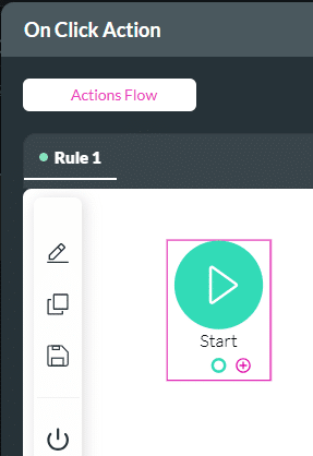 On Click Action screen