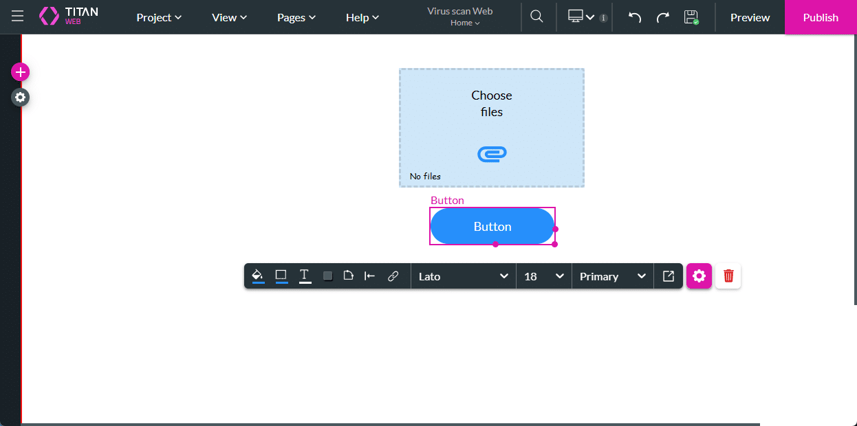 Upload file element and button - example