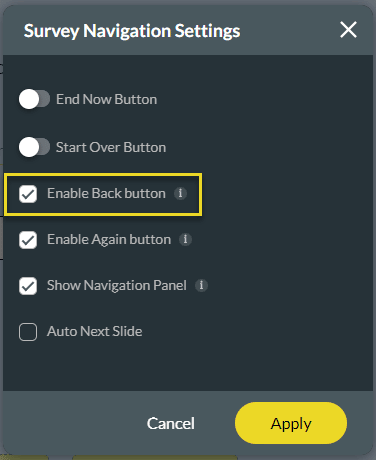 Navigation buttons in surveys