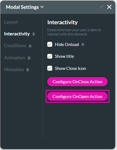 On Open Actions button