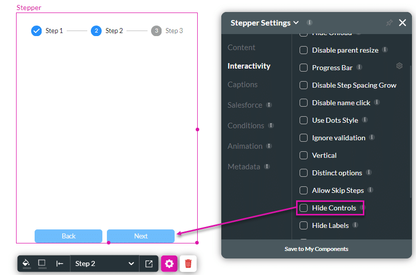 Hide Controls option unchecked