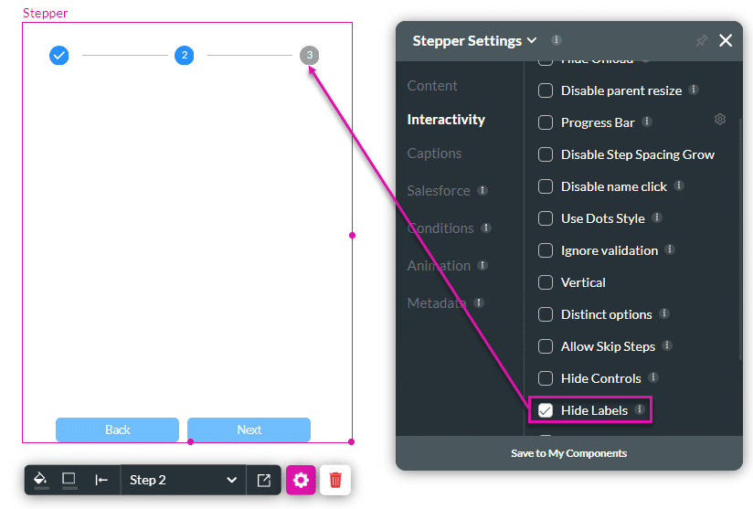 Hide Label option checked