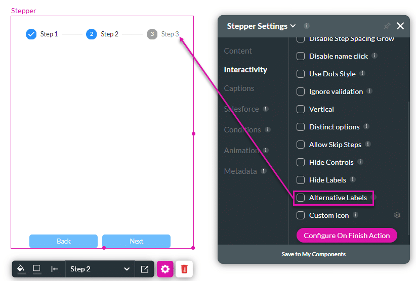 Alternative Labels option unchecked