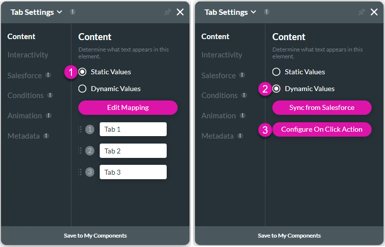 Content settings screen