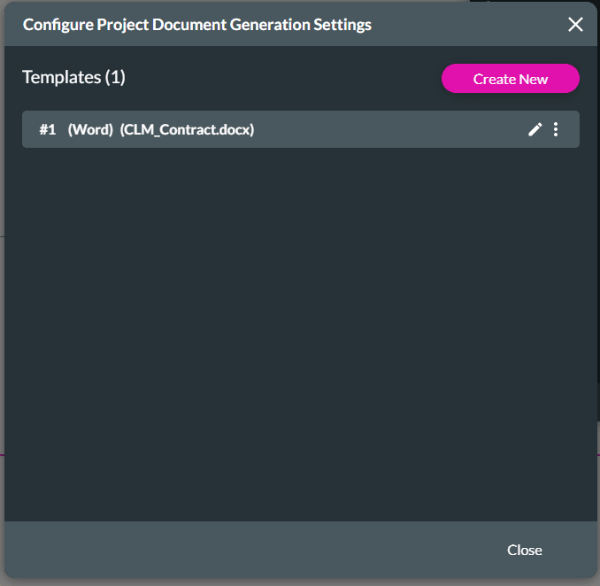 Configure Project Documentation Generation Settings screen
